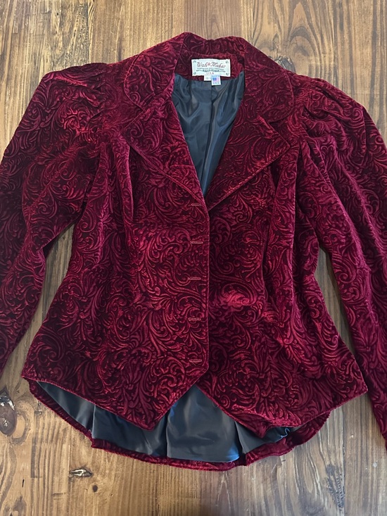Wahmaker Jackets & Blazers - Wahmaker Burgundy Embossed Velvet Blazer